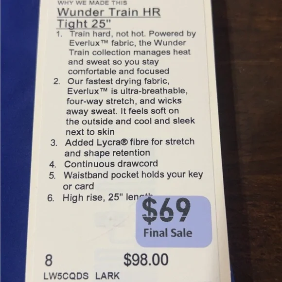 lululemon athletica Wunder Train HR Tight 25" - LARK - Picture 1 of 3